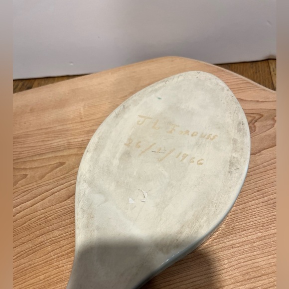 💚 Vintage Floral Spoon Rest – Signed 1966 - Picture 3 of 6